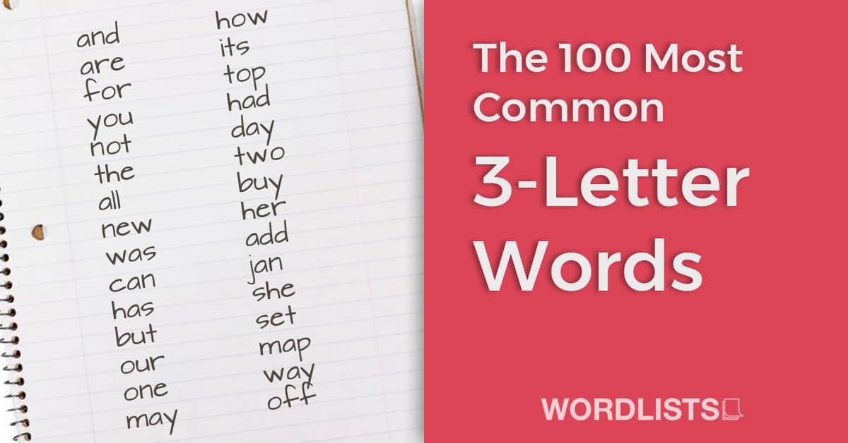 100 Most Common 3-Letter Words