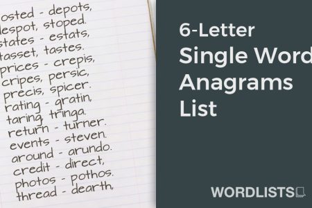 6-Letter Single Word Anagrams List