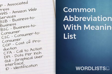 Common Abbreviations With Meanings List