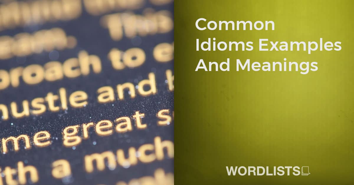 Common Idioms Examples And Meanings