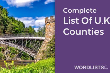 Complete List Of U.K. Counties