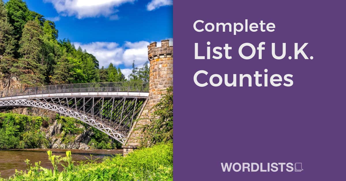 Complete List Of U.K. Counties