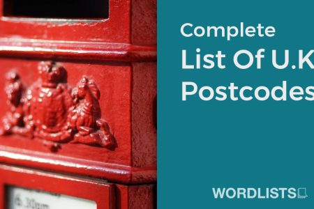 Complete List Of U.K. Postcodes With Associated Areas