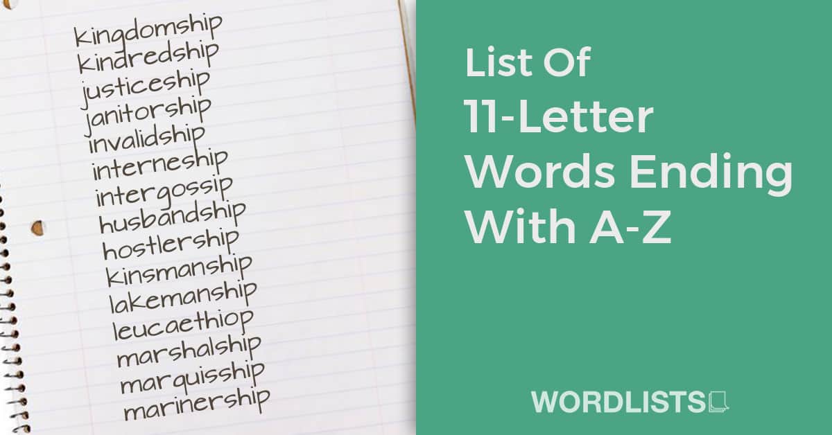 List Of 11-Letter Words Ending With A-Z
