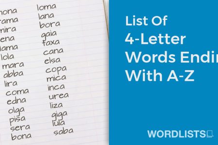 List Of 4-Letter Words Ending With A-Z