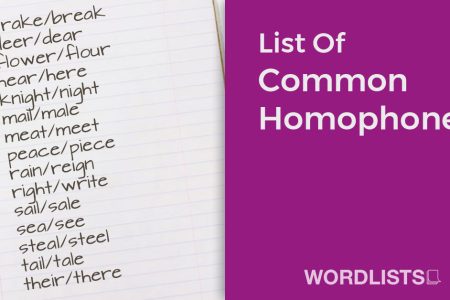 List Of Common Homophones