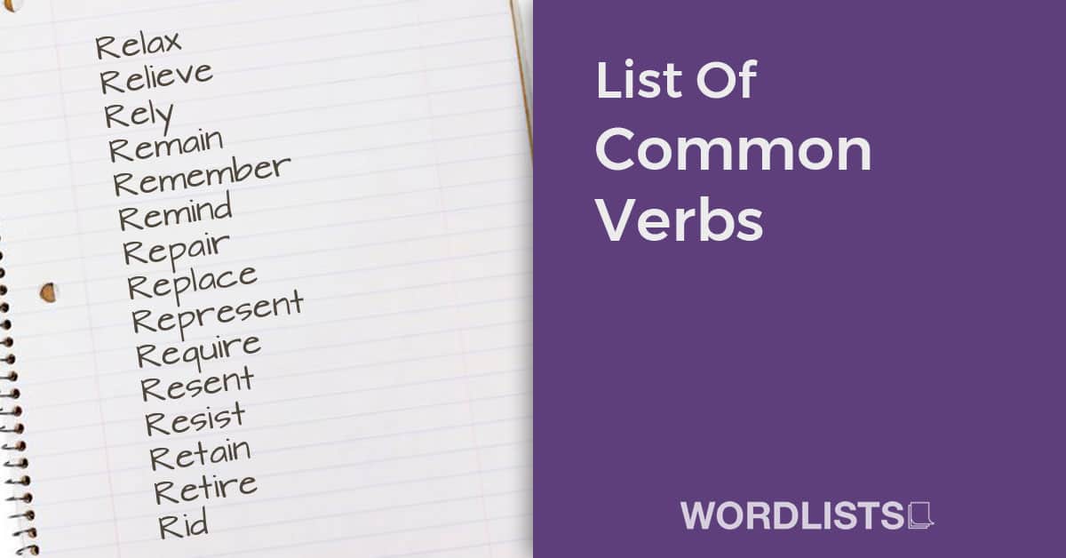 List Of Common Verbs