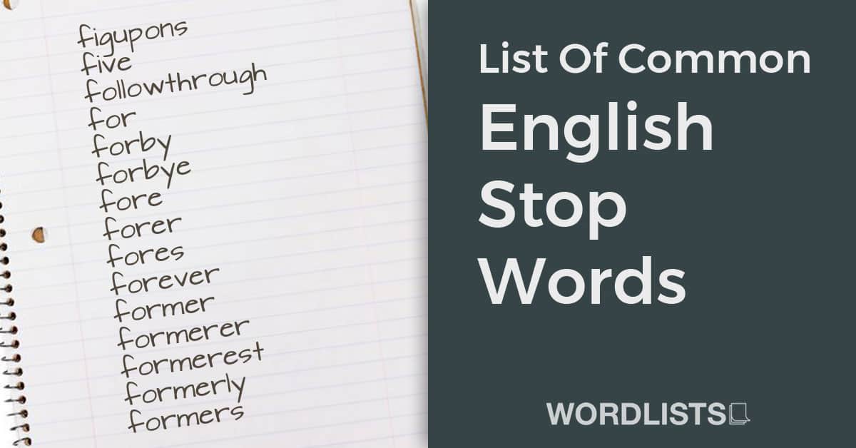 List Of English Stop Words