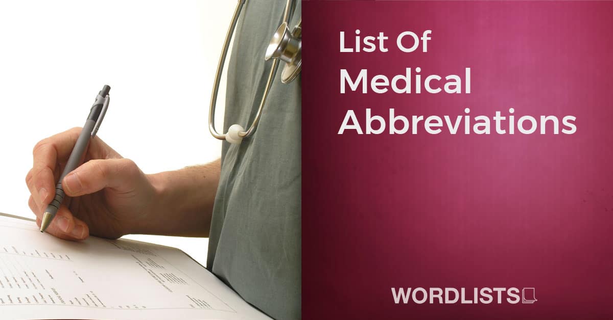 List Of Medical Abbreviations