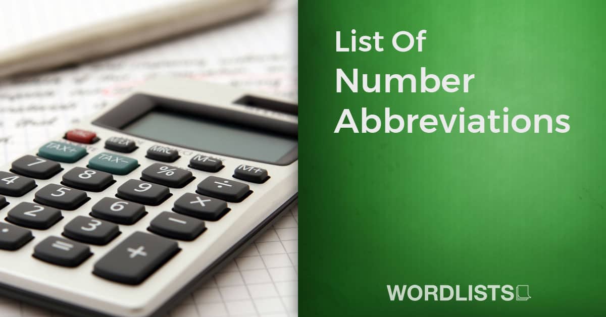 List Of Number Abbreviations