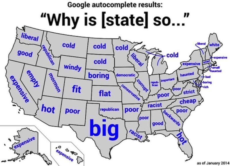 Google autocomplete US state map