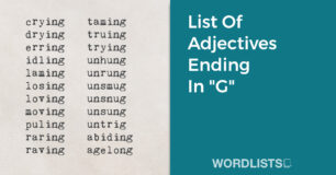 List Of Words Ending In 
