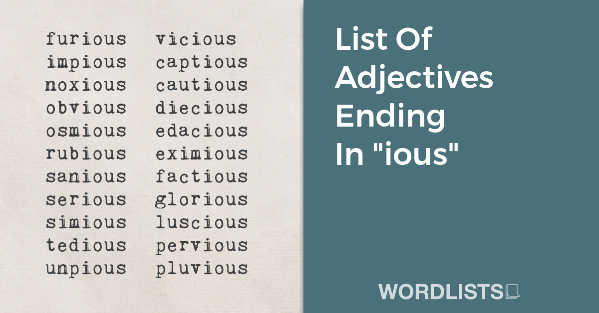 List Of Adjectives Ending In "ious" thumb