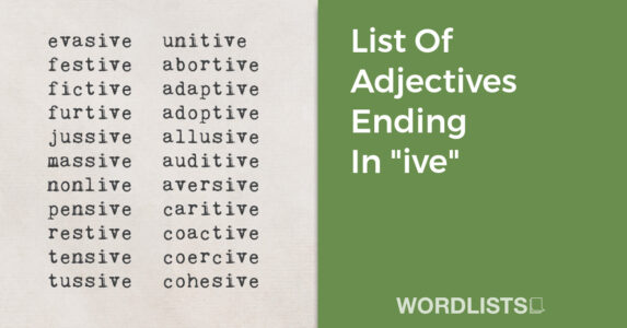 List Of Adjectives Ending In "ive" thumb