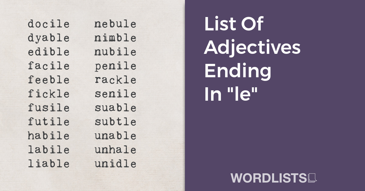 List Of Adjectives Ending In "le" thumb