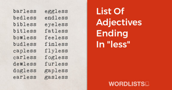 List Of Adjectives Ending In "less" thumb