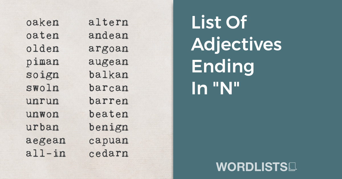 List Of Adjectives Ending In "N" thumb