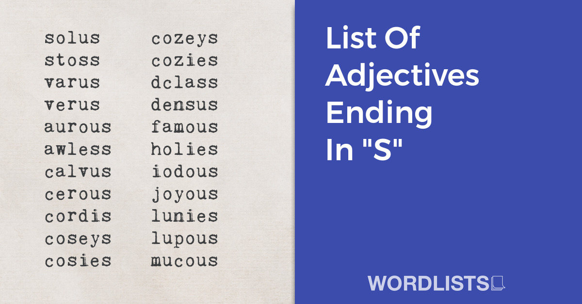 List Of Adjectives Ending In "S" thumb