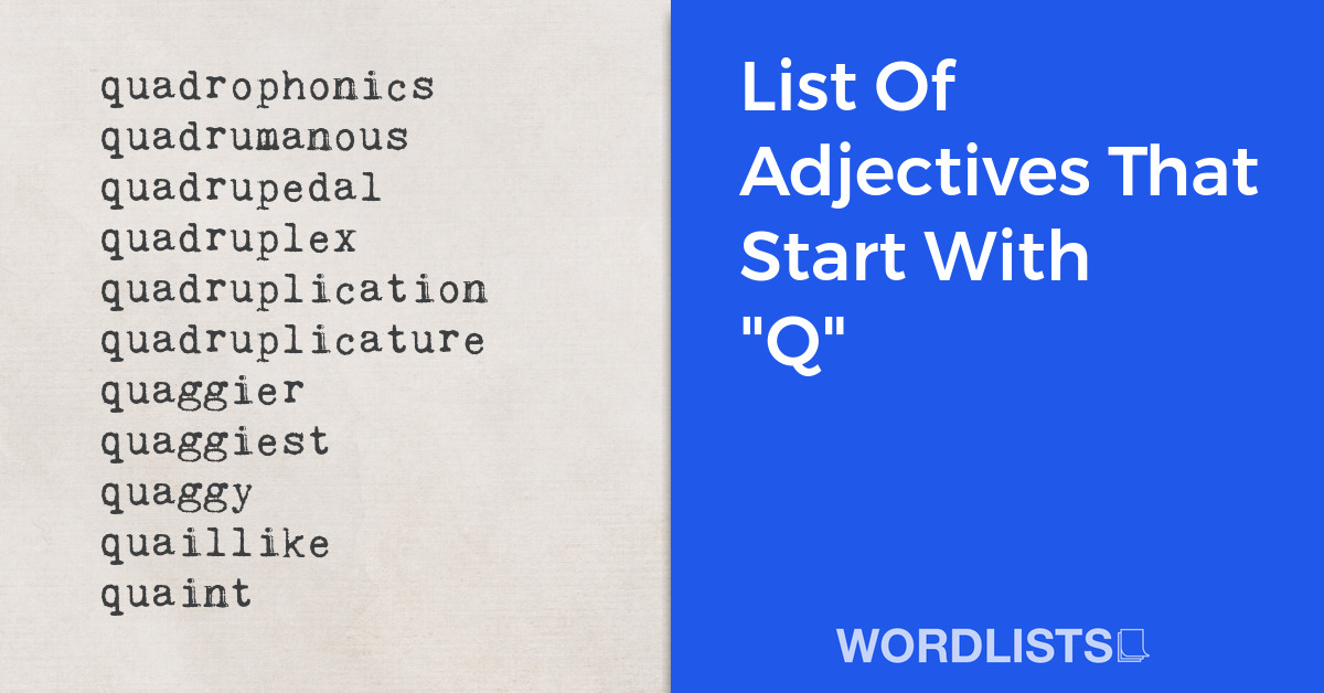 List Of Adjectives That Start With 