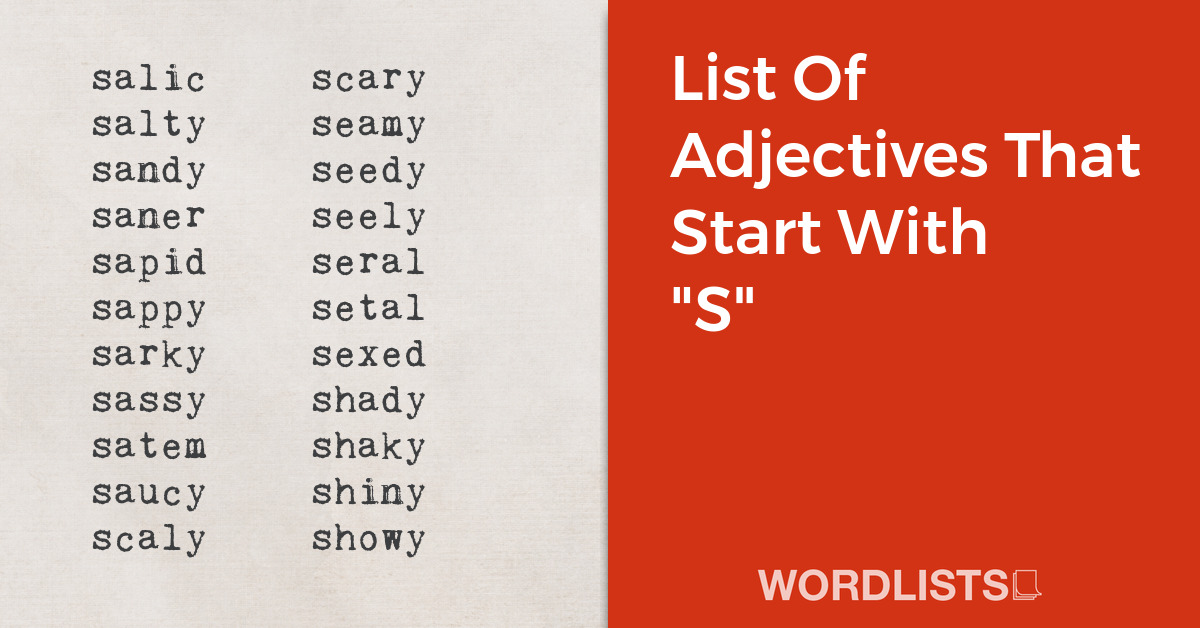 List Of Adjectives That Start With 