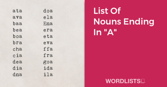 List Of Nouns Ending In "A" thumb