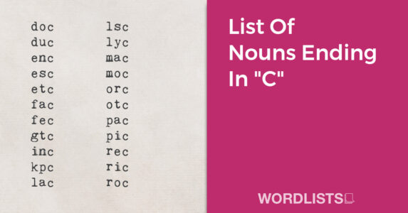List Of Nouns Ending In "C" thumb