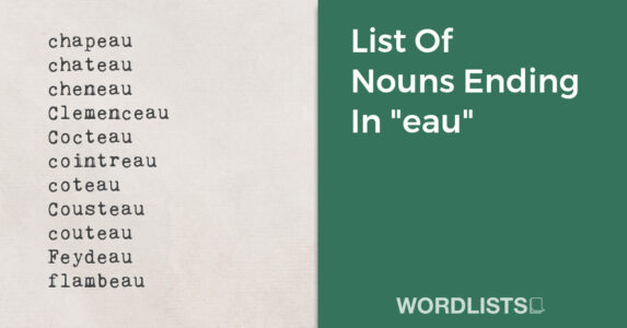 List Of Nouns Ending In "eau" thumb