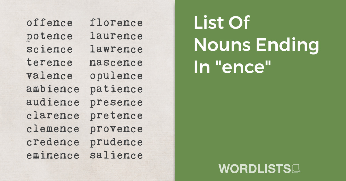 List Of Nouns Ending In 
