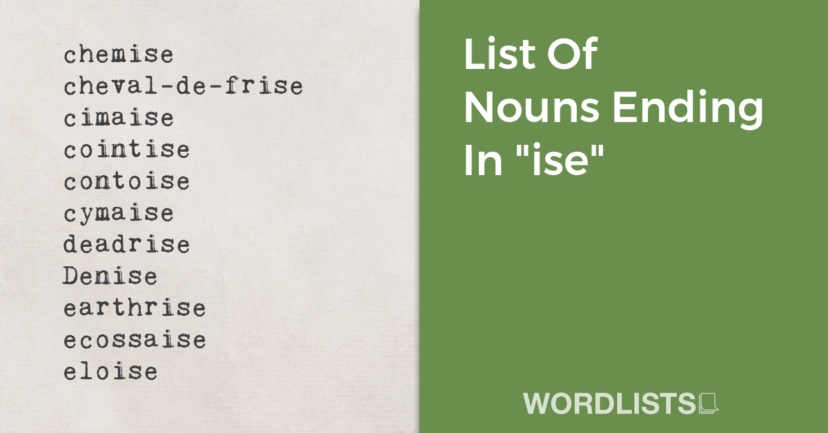 List Of Nouns Ending In 
