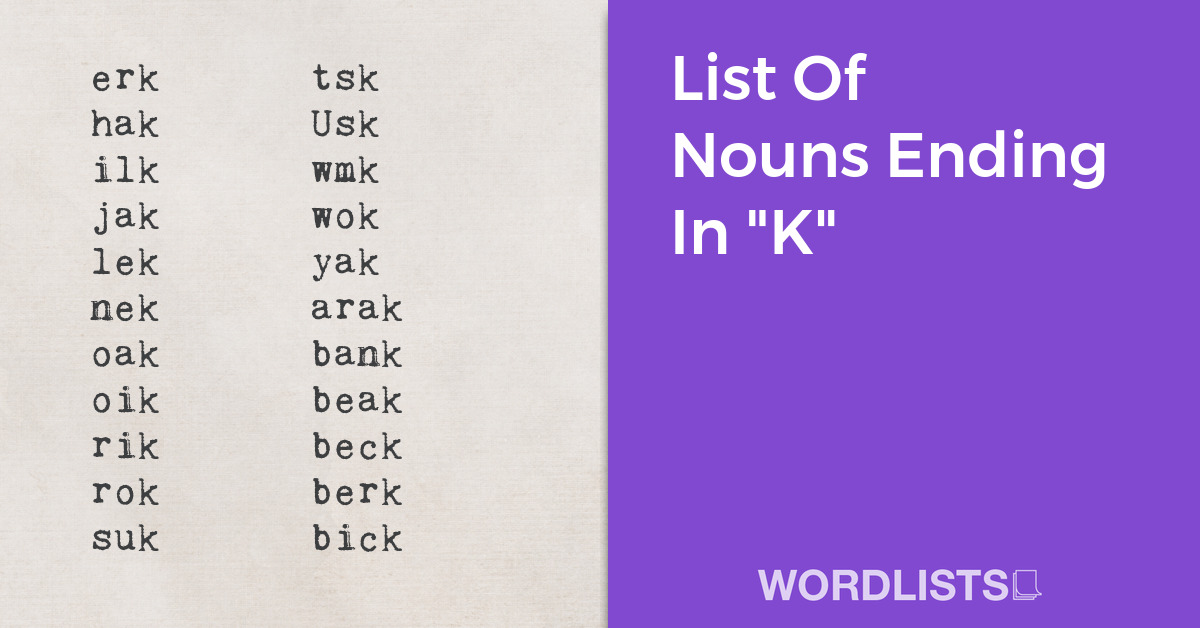 List Of Nouns Ending In "K" thumb