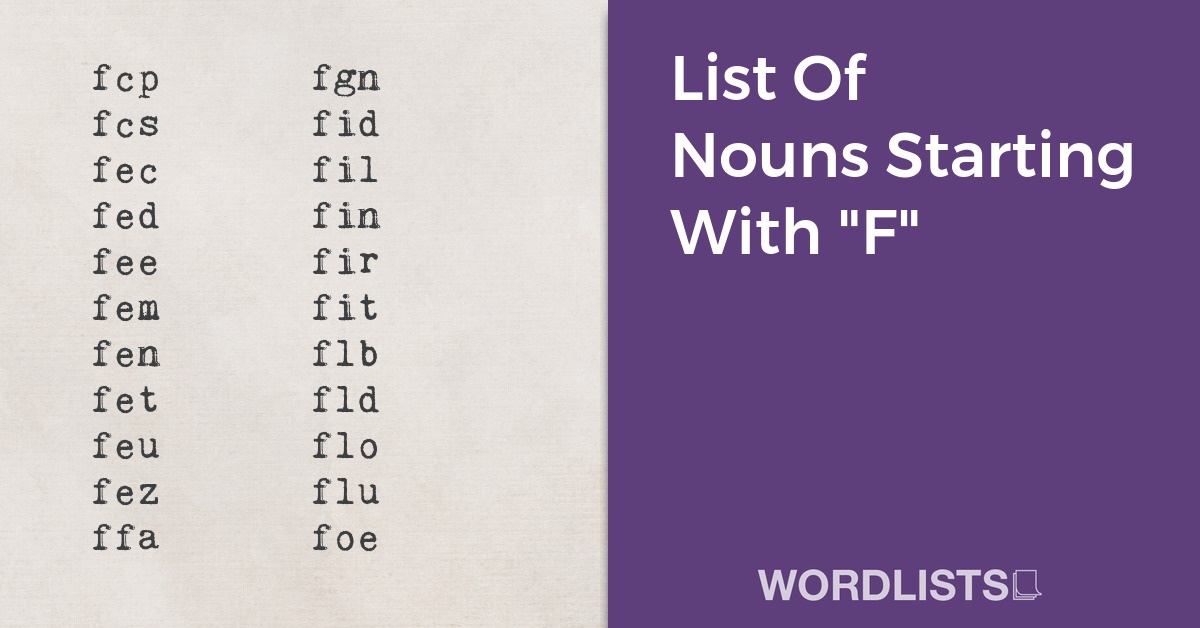 List Of Nouns Starting With "F" thumb