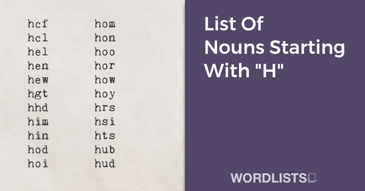 List Of Nouns Starting With "H" thumb