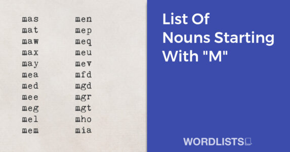 List Of Nouns Starting With "M" thumb