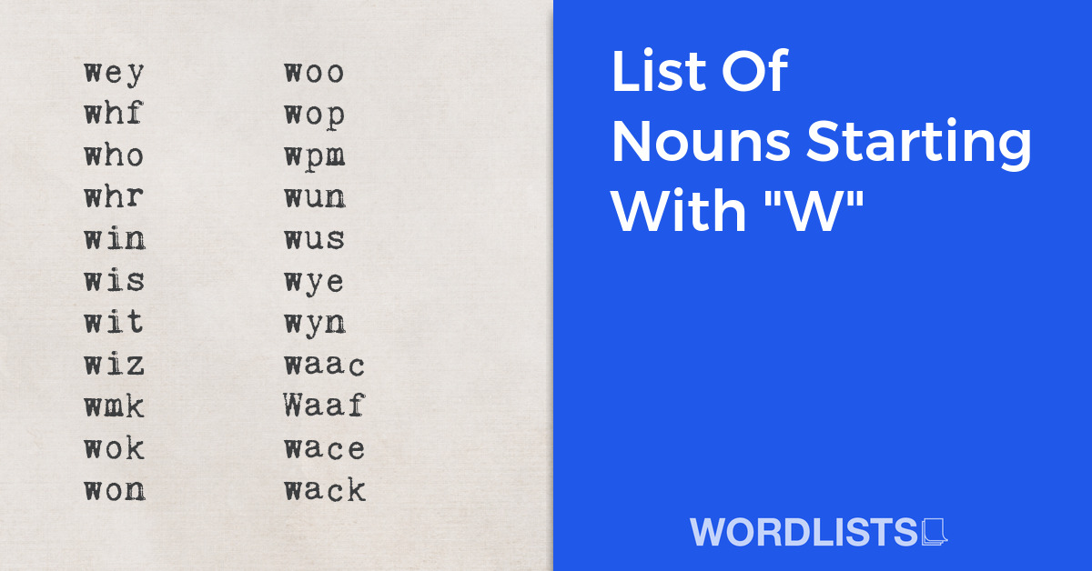 List Of Nouns Starting With "W" thumb