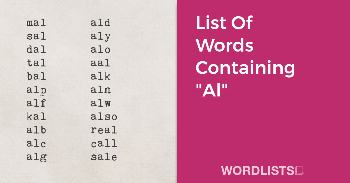 List Of Words Containing "Al" thumbnail