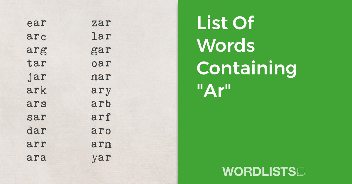 List Of Words Containing "Ar" thumbnail