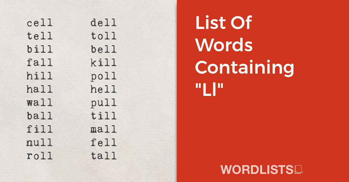 List Of Words Containing "Ll" thumbnail