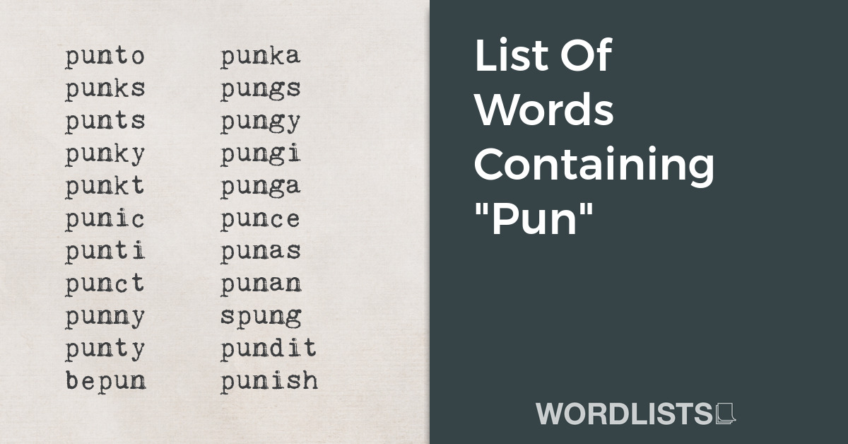 List Of Words Containing 