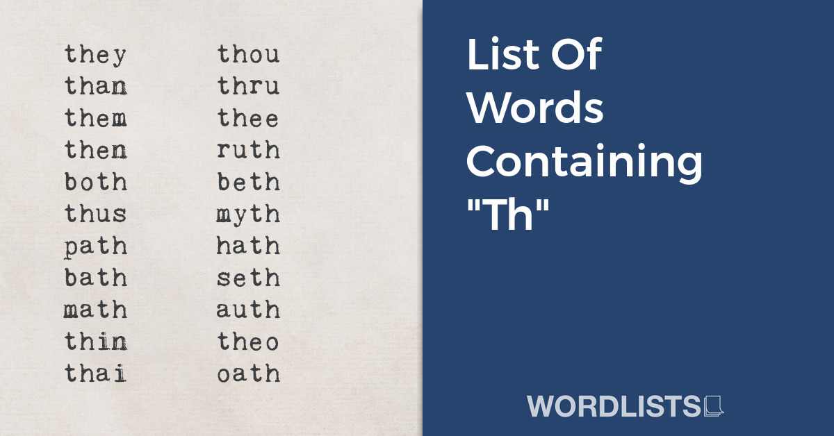 List Of Words Containing 