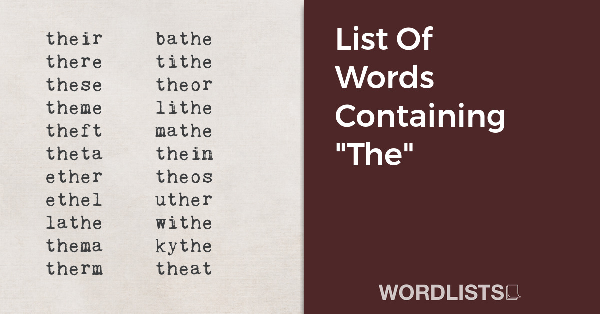 List Of Words Containing "The" thumbnail