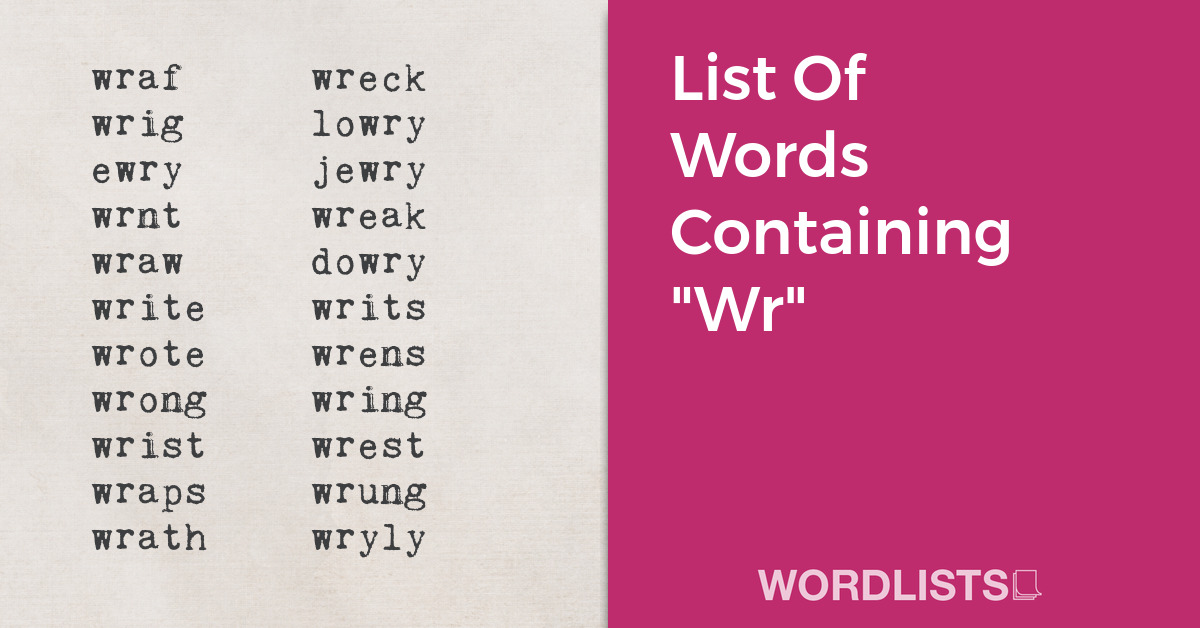 List Of Words Containing "Wr" thumbnail