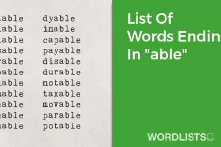 List Of Words Ending In "able" thumbnail
