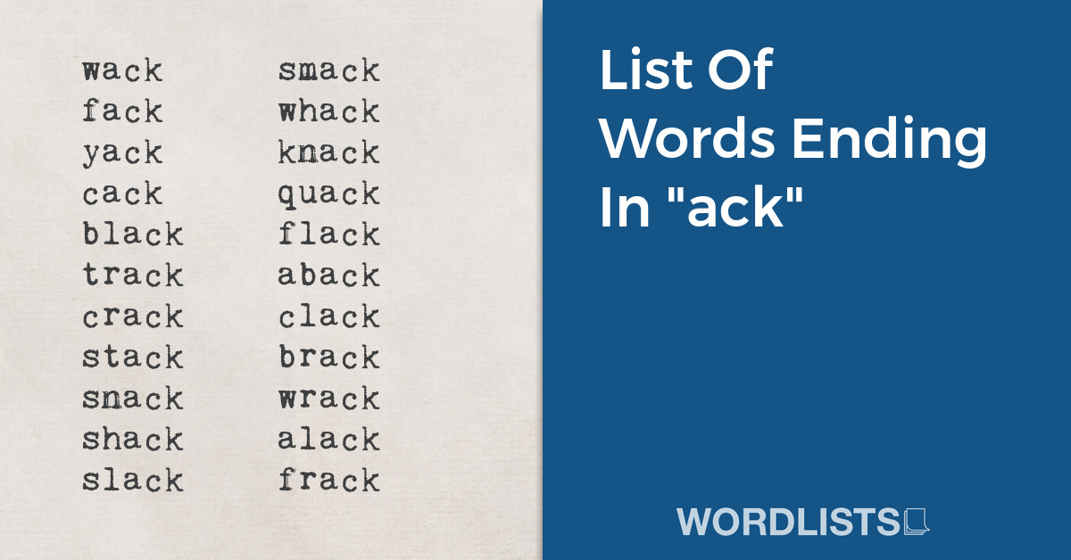 List Of Words Ending In "ack" thumbnail