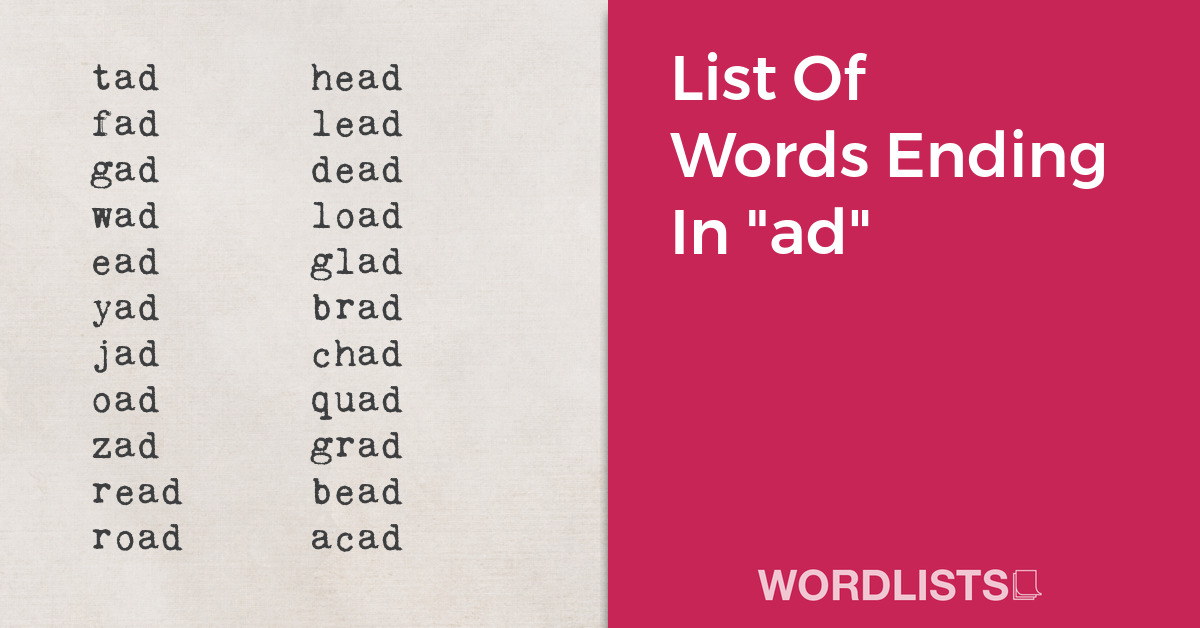 List Of Words Ending In "ad" thumbnail