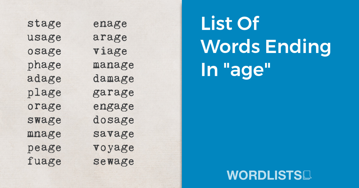 List Of Words Ending In "age" thumbnail