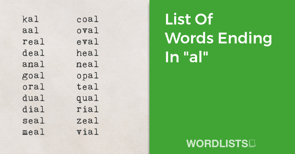 List Of Words Ending In "al" thumbnail
