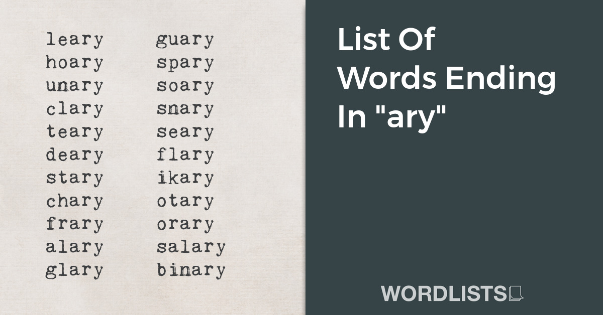 List Of Words Ending In "ary" thumbnail