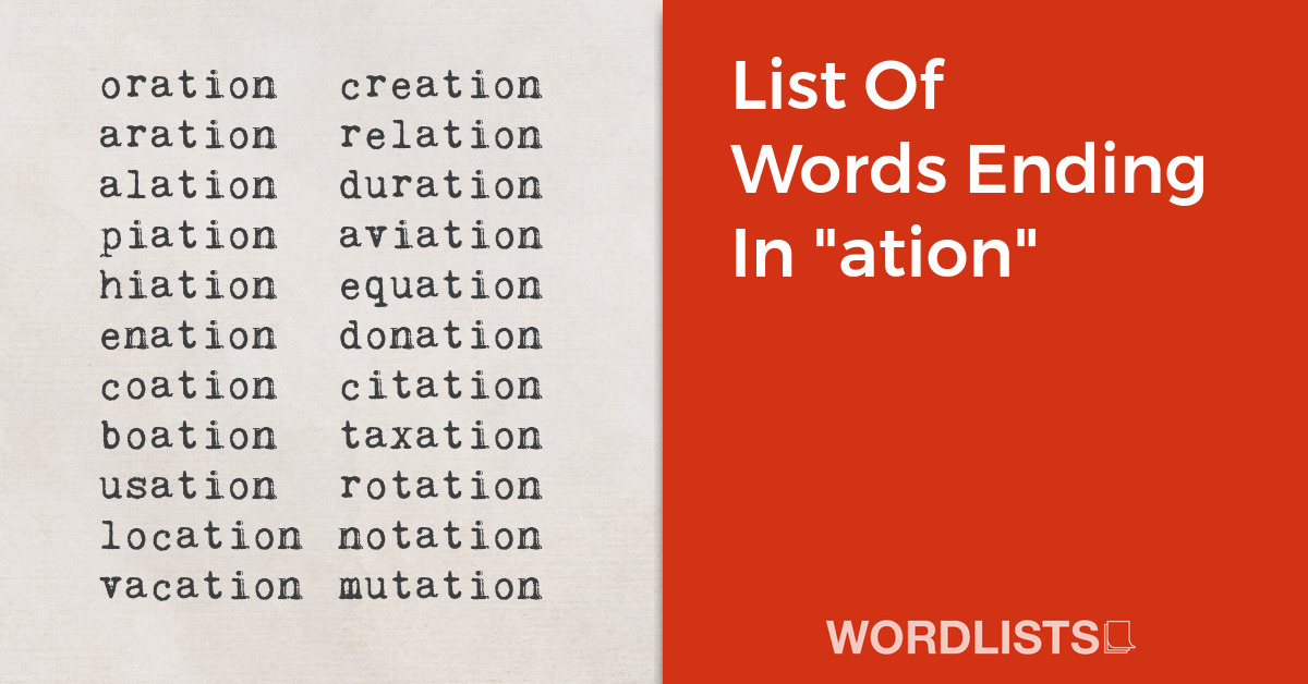 List Of Words Ending In "ation" thumbnail