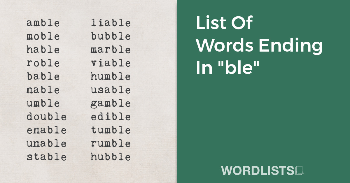 List Of Words Ending In "ble" thumbnail