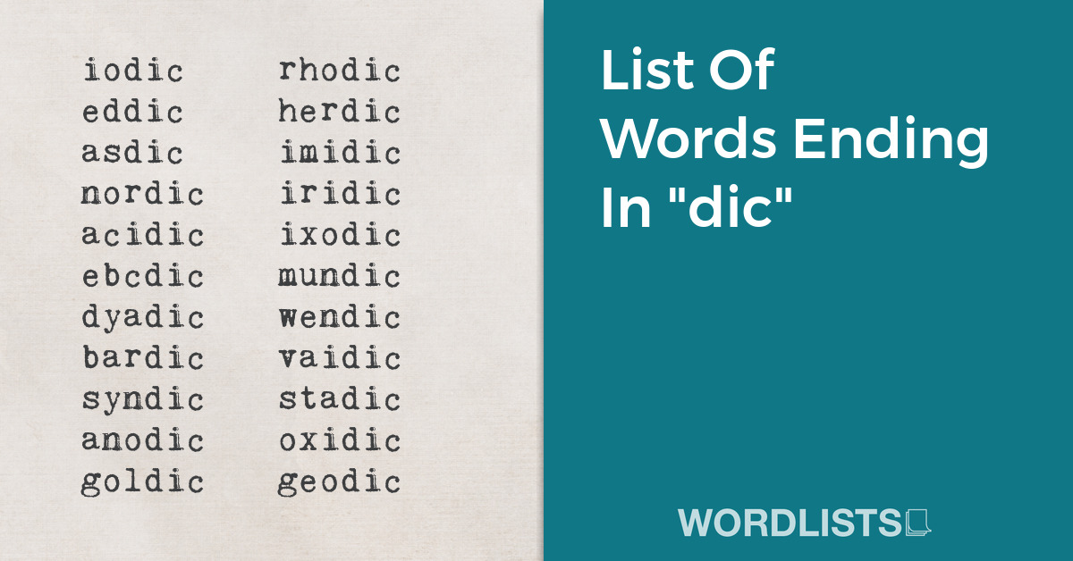 List Of Words Ending In "dic" thumbnail